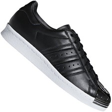 Adidas Originals Superstar 80s sneaker da donna metallizzate nere scarpe punta in metallo