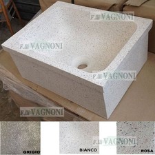 Lavandino 47x36 in graniglia di marmo e piletta scarico lavello pilozzo acquaio