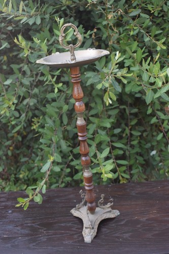 Vintage brass turned wood - brass, &