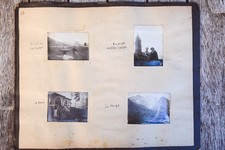 Pagina di antico album fotografico fine '800 con appunti di viaggio