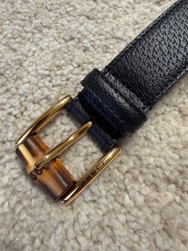 Gucci black leather belt - black,