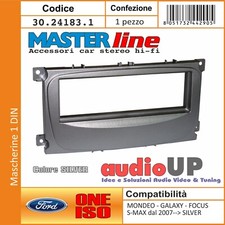 MASCHERINA AUTORADIO 1 DIN ADATTATORE FORD FOCUS DAL 2007 IN POI UN DIN SILVER