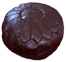  Pouf poggiapiedi marocchino Hassock Pooff in vera pelle ottomano grande cioccolato
