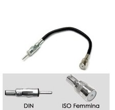 ADATTATORE CONNETTORE SPINOTTO ANTENNA AUTORADIO ISO FEMMINA DIN MASCHIO 25 cm