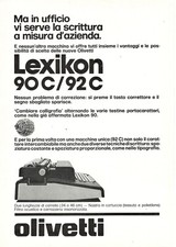 OLIVETTI LEXIKON 90C-92C 1 pagina Pubblicità 1975  MACCHINA DA SCRIVERE