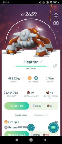 Heatran purified non - purified, shiny
