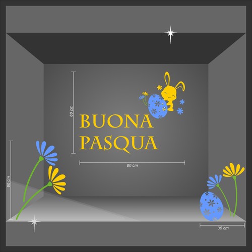 Adesivi vetrina pasqua fiori - vetrina,