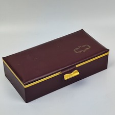 SCATOLA Box in pelle PORTA CARTE da gioco Tavolo COFANETTO RARO Vintage Retrò