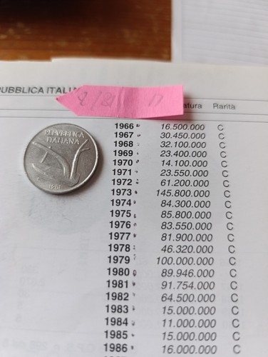 Moneta lire del 1981 - 10,
