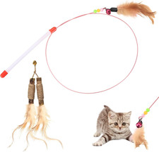 Giocattolo per Gatti Con Piuma, Giocattoli Di Canna Da Pesca, Giochi Gatto Piume