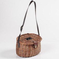 CESTO VIMINI RACCOLTA CASTAGNE TARTUFO FUNGHI cestino tracolla coperchio 33x24h