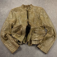 Giacca Pelle Croc Oro