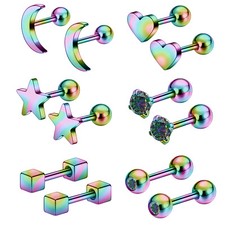 6 Paia Orecchini Acciaio Inox