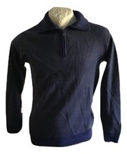 RE DEL MARE Maglione mezza zip Taglia L Misto Lana Merino Sweater Blu Pullover