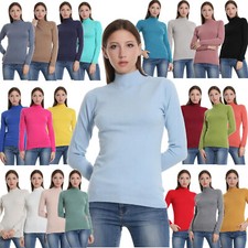 Lupetto Maglione donna collo alto camino basic manica lunga dolcevita nuovo