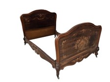 Letto Francese del 1800 Stile Luigi XV in Legno di Palissandro Intarsiato