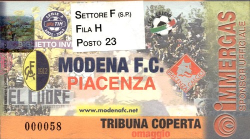 Biglietto stadio modena c - modena, f.c