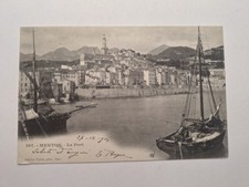 Cartolina 1901 Menton Le Port, barche e città, Giletta Nice, 10c Seminatrice