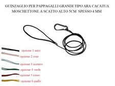 guinzaglio elastico 1m 3MM X  x pettorine  pappagalli GANCIO ara 5CM SPESSO 4MM
