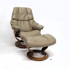 Ekornes Stressless Poltrona Reno (S) con Sgabello Taupe Pelle Relax Comodo