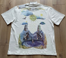 T-shirt uomo XL Givenchy stampa stella sole vestibilità rilassata bianca casual basic