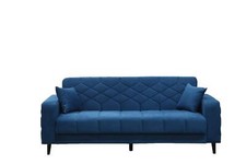 Divano Letto 3 Posti Melisa 210x88x82 cm Velluto 82-003 Blu MELISA-3P DecHome