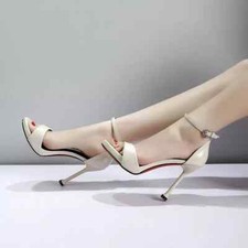 sandali stiletto 11 cm beige gioiello spillo tacco pelle sintetica 1412