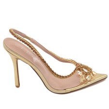 Scarpe decollete' donna completamente trasparenti con gioiello in punta e cintur