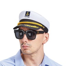 Cappello da Skipper Militare - Berretto Regolabile per Yacht, Nautica e Carneval