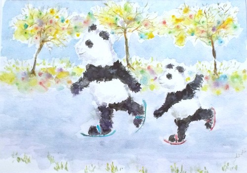 Pattinaggio panda cuccioli
