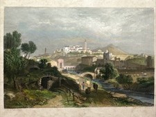 Antica incisione colorata a