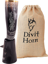 Corno Vichingo Originale Con Supporto in Ferro, Autentico Corno Medievale per Bi