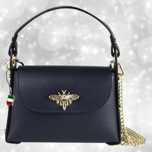Borsa blu scuro pelle media