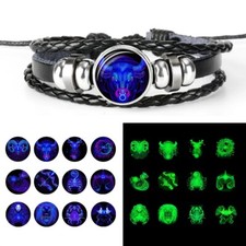 Bracciale Zodiaco Uomo Donna 12 Costellazioni Multistrato Pelle Gioielli Regalo