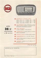 02356 "RGR - MOD. 36 II° SUPERETERODINA A 5 VALVOLE" VOLANTINO ORIG.