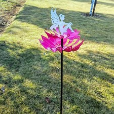 Scultura di Fata Bianca, Fiore Del Vento, Palo Del Vento, Ornamento Da Patio,