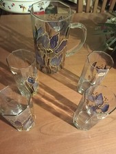 Set 4 Bicchieri + 1 Brocca Caraffa Vetro Vintage - Luminarc