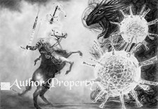 VIRUS COV-ID FIGHT BATTLE WAR - Disegno originale a matita A4