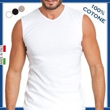 Maglia Intima Uomo Smanicata in Cotone Maglietta Senza Maniche Smanicato Canotta