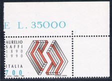 1990 Italia, SAFFI ROSSO n. 1563Ab colore rosso, timbro naturale, MNH**