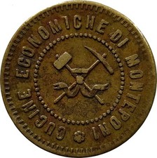 GETTONE MINIERA MONTEPONI CUCINE ECONOMICHE BUONO PER 10 CENTESIMI RARO