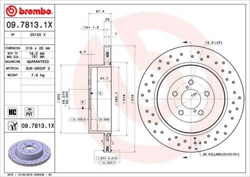 Brembo 7813 disco freno - 09.7813.1x,