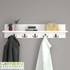 Appendiabiti da parete moderno ingresso con mensola 80x18cm bianco MAKIRA