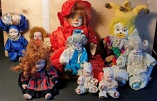 LOTTO VINTAGE Di 9 BAMBOLE/ CLOWN Di Ceramica/porcellana