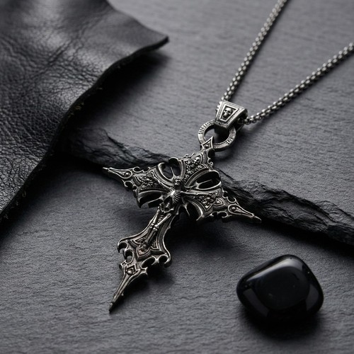 Collana croce gotica uomo - collana,