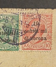 FRANCOBOLLO RARO TRENTO E TRIESTE SASSONE #4fa 10 c. VARIETÀ SOVRASTAMPA REGNO