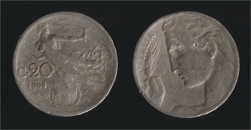 Centesimi 1908 liberta - 20, liberta'