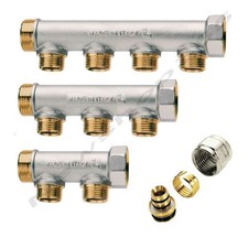 COLLETTORE LINEARE DISTRIBUZIONE RISCALDAMENTO M-F TESTA 3/4" VIE LATERALI 1/2"