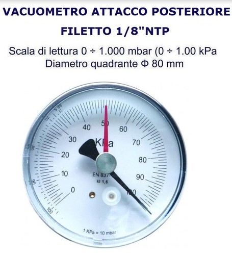 Vacuometro attacco posteriore - attacco,