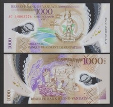 Banconota VANUATU: B210a P#13 1000 Vanuatu Vatu 2014 polimero non circolata.